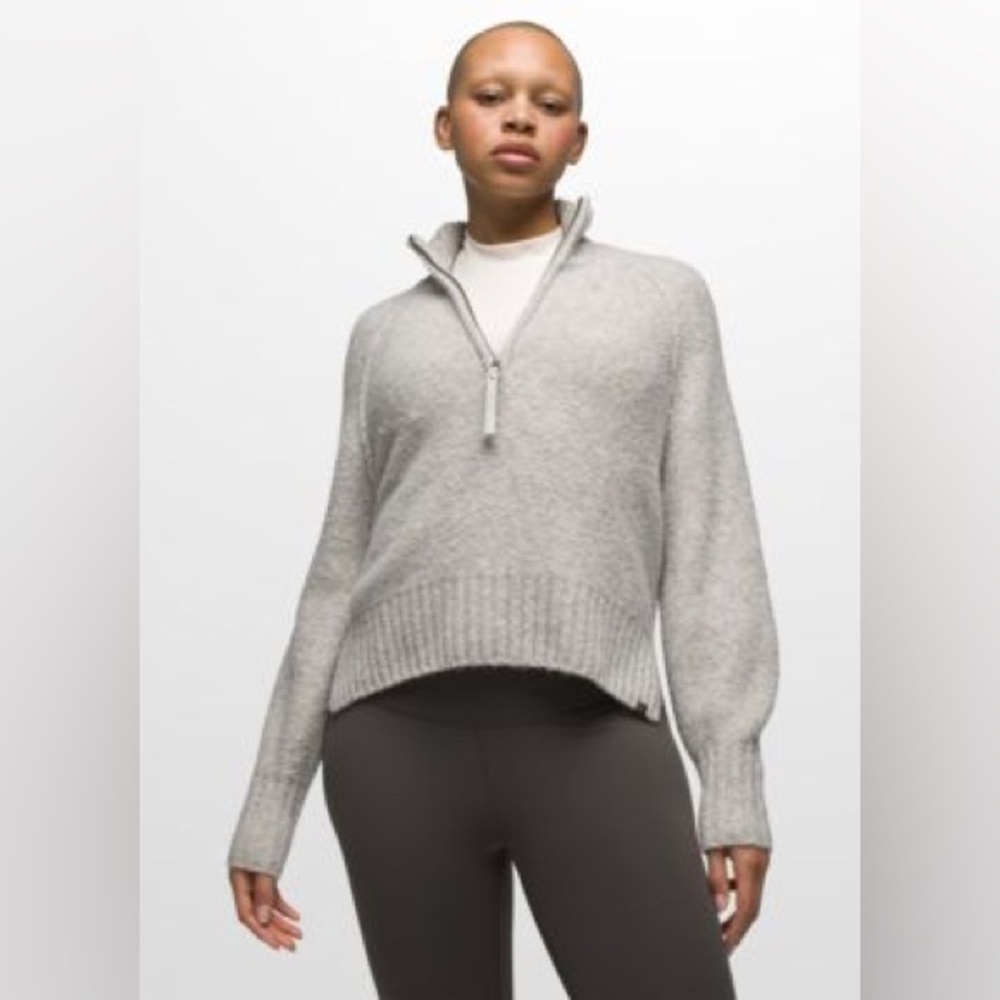 Grey PrAna Sweater Half Zip Blazing Star Pull Over – Size medium wool blend